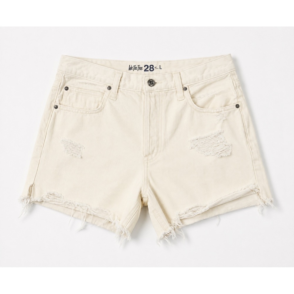 We The Free Free People Makai Cutoff Denim Shorts Cream‎ Distressed 29